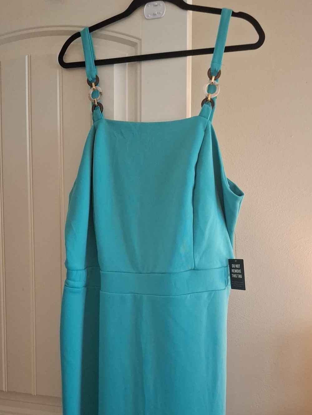 Ashley Stewart Turquoise Strapless Midi Dress with Ring-Detail Straps